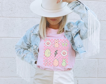 Retro Easter Pink Shirt Gift For Easter, Cute Bunny Shirt, Ladies Easter hirt, Easter Girl Tee, Bubble Gum Bunny Tee, Easter Egg Hunt Outfit