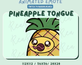 Cute ANIMATED Pineapple Tongue Fruit Emotes | Twitch, Discord, YouTube, Facebook, Instagram | Kawaii, Chibi | Animated Emotes