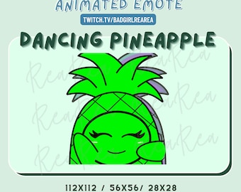 Cute ANIMATED Dancing Pineapple Fruit Emotes | Twitch, Discord, YouTube, Facebook, Instagram | Kawaii, Chibi | Animated Emotes