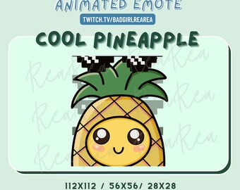 Cute ANIMATED Cool Pineapple Fruit Emotes | Twitch, Discord, YouTube, Facebook, Instagram | Kawaii, Chibi | Animated Emotes