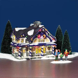 RARE RETIRED / Department 56 The Original Snow Village The Jingle Bells House #55380 w/Lights & Sound NIB