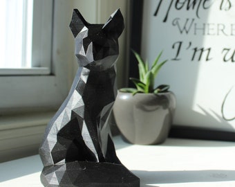 Low Poly Fox Sitting 3D Printed Sculpture Art