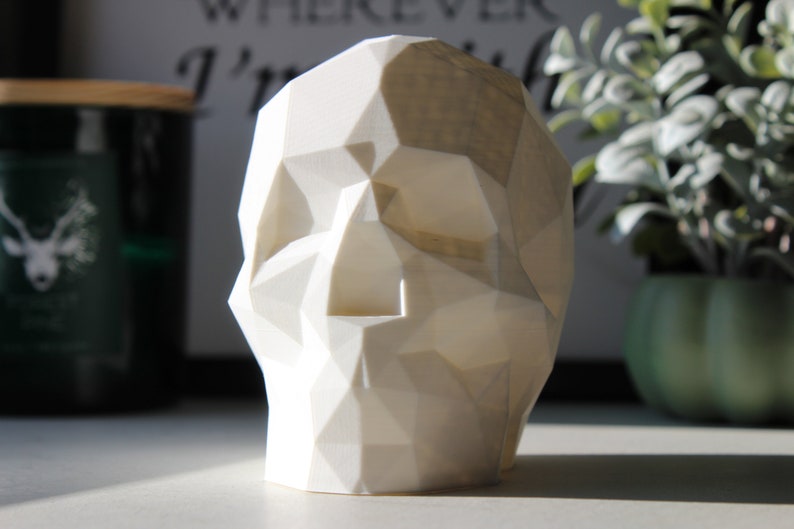 Low Poly Skull 3D Printed Sculpture Art Etsy