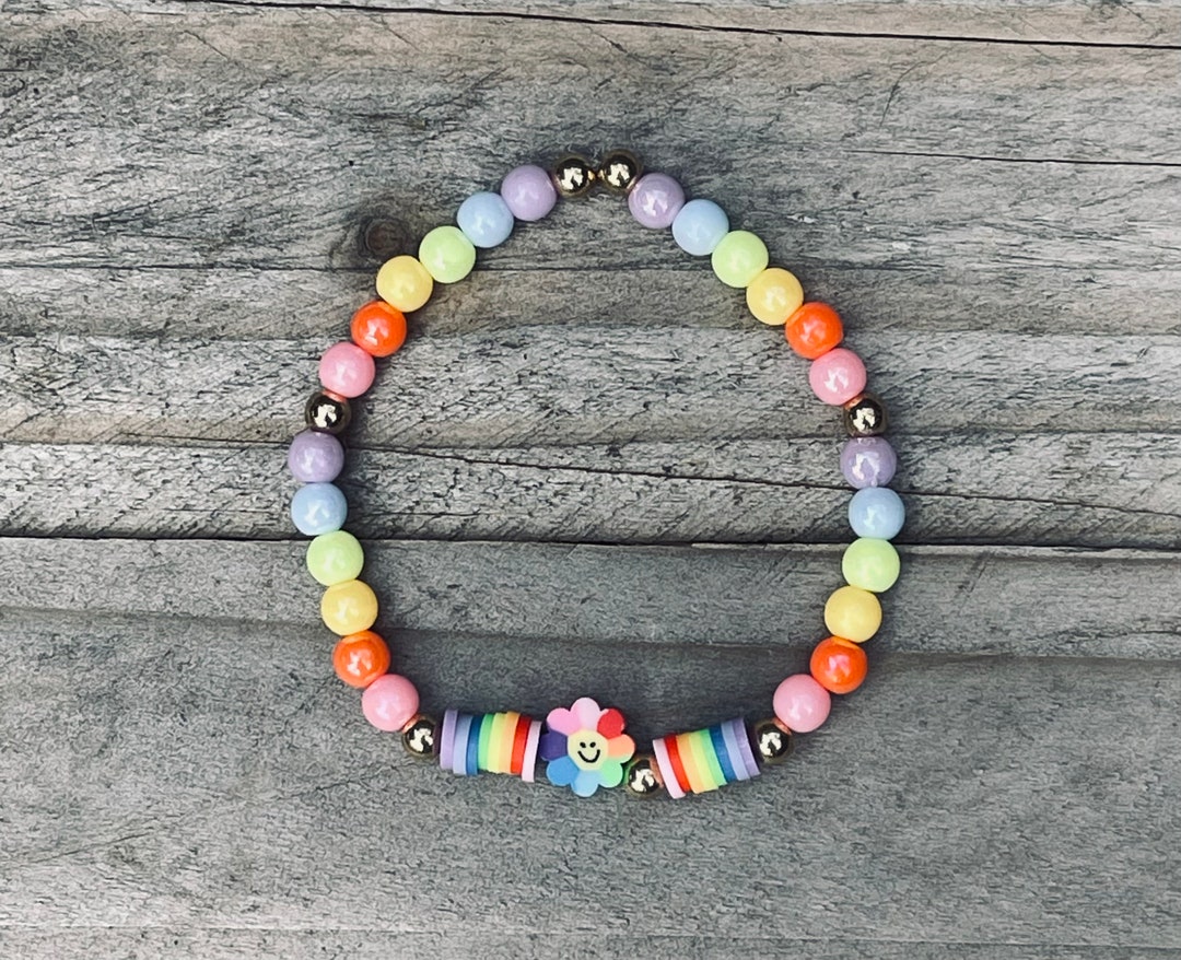 Kidcore Rainbow Flower Bracelet Etsy