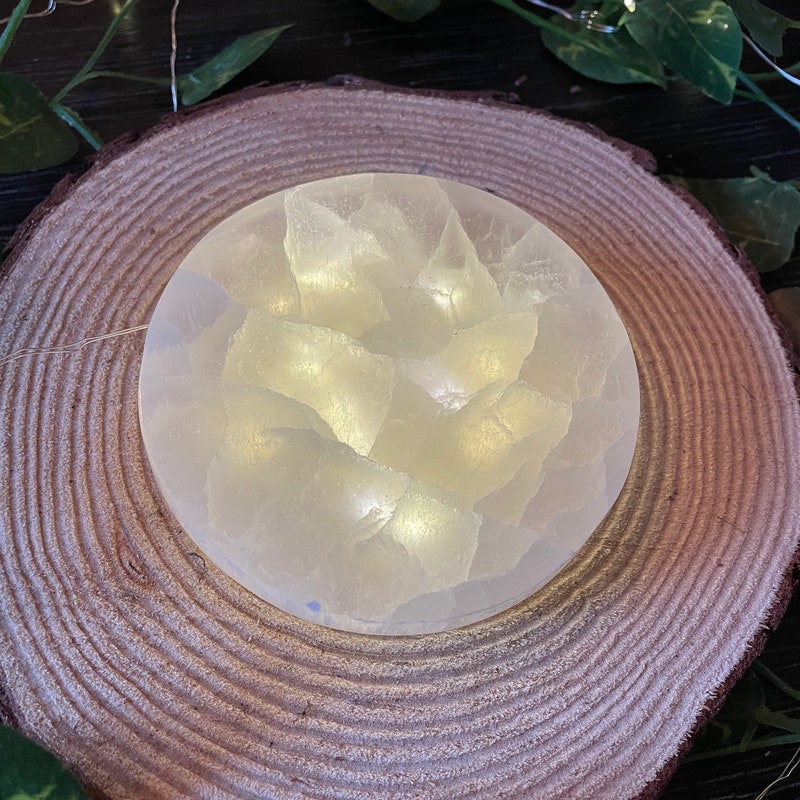 Satin Spar Selenite Round Crystal Charging Plate | The Magic Is In You
