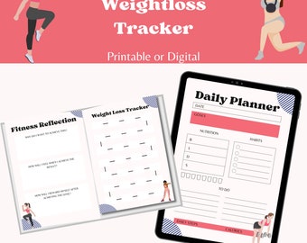 Suivi de perte de poids | Journal de perte de poids | Planificateur d'entraînement | Planificateur de fitness imprimable ou numérique | Téléchargement numérique | Des mesures