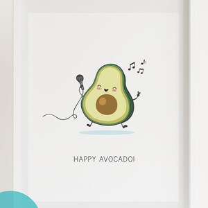 Happy Avocado Art Print | Instant Download | Printable Wall Art | Fun Art | Illustration | Cute Wall Decor