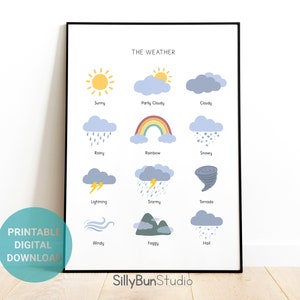 Weather Print / Climate Poster / Montessori Educational Poster / Kids Learning / Nursery Homeschool Prints / Kids Room Decor / Wall Art