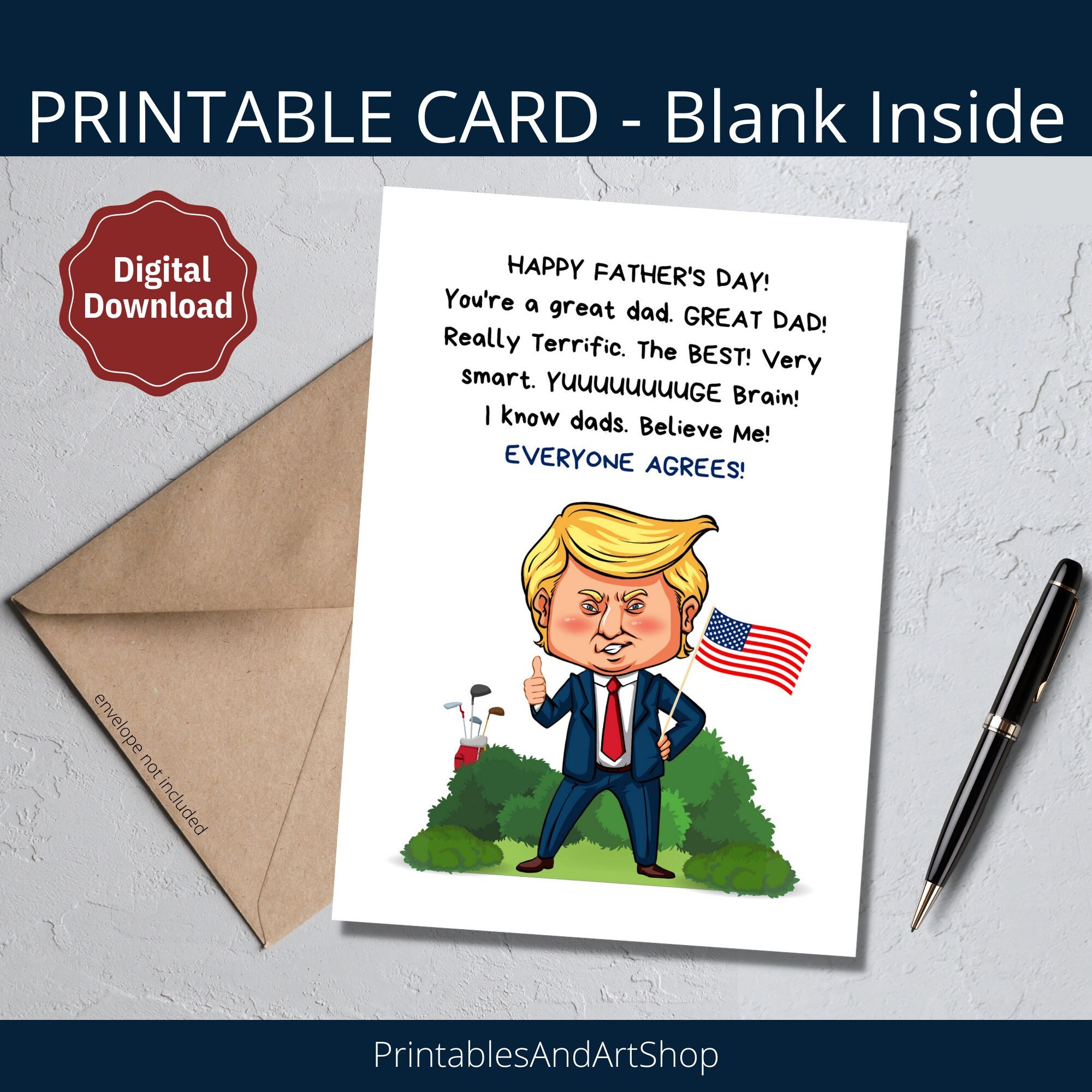 Trump Father's Day Card Funny Donald Trump Digital Etsy