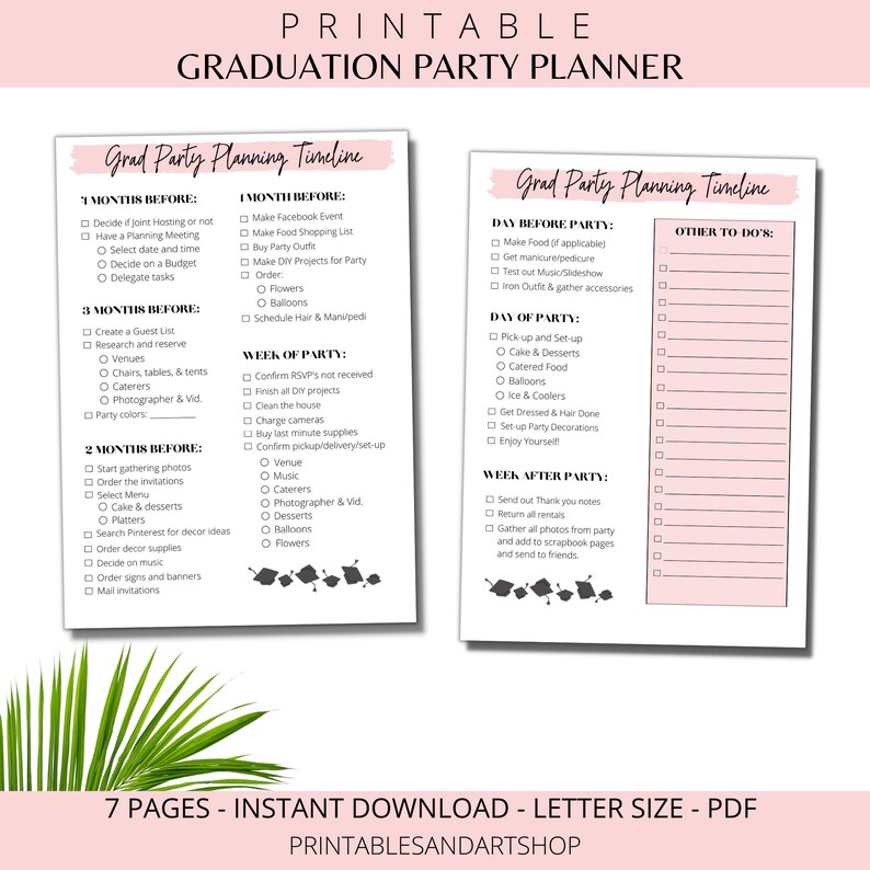 Graduation Party Planner Grad Printable Party Ideas and - Etsy