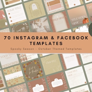 70 Modello di feed di post e storie di Instagram Stagione spettrale Halloween Ottobre Ringraziamento Autunno Autunno Canva Vibrazioni stagionali Estetica accogliente