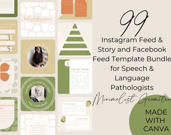 Plantilla de Canva para redes sociales de SLP: Feed e historia de salud aliada (editable) (Diseño geométrico minimalista)