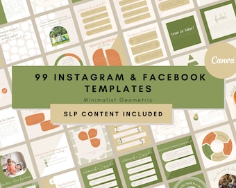 SLP Canva Template: Social Media Posts for Speech Therapy (99 Pages)