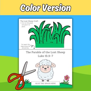 The Lost Sheep Bible Story Craft Printable for Kids Sunday School Lesson, The Parable of the Lost Sheep Children's Church Coloring Activity image 3