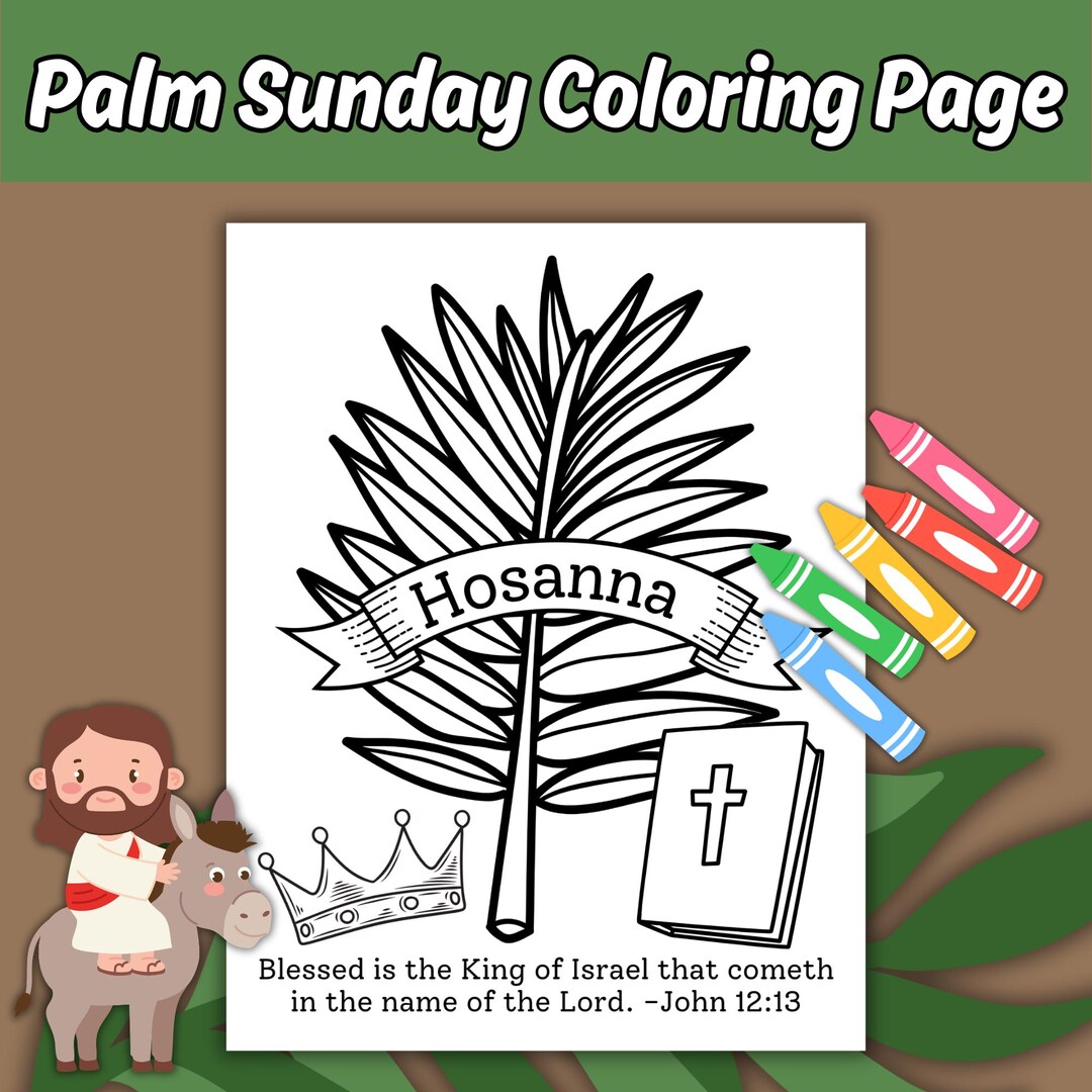 Palm Sunday Coloring Page for Kids Sunday School Bible Lesson, Hosanna ...