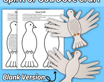 Geist Gottes Taube Handwerk bedruckbar für Kinder Sonntagsschule Bibelstunde, Taufe Jesu Taube Handabdruck Rückverfolgung Kinder Kirche Aktivität
