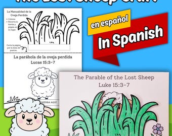 The Lost Sheep Bible Story Craft IN SPANISH Printable for Kids Sunday School Lesson The Parable of the Lost Sheep Children's Church Activity