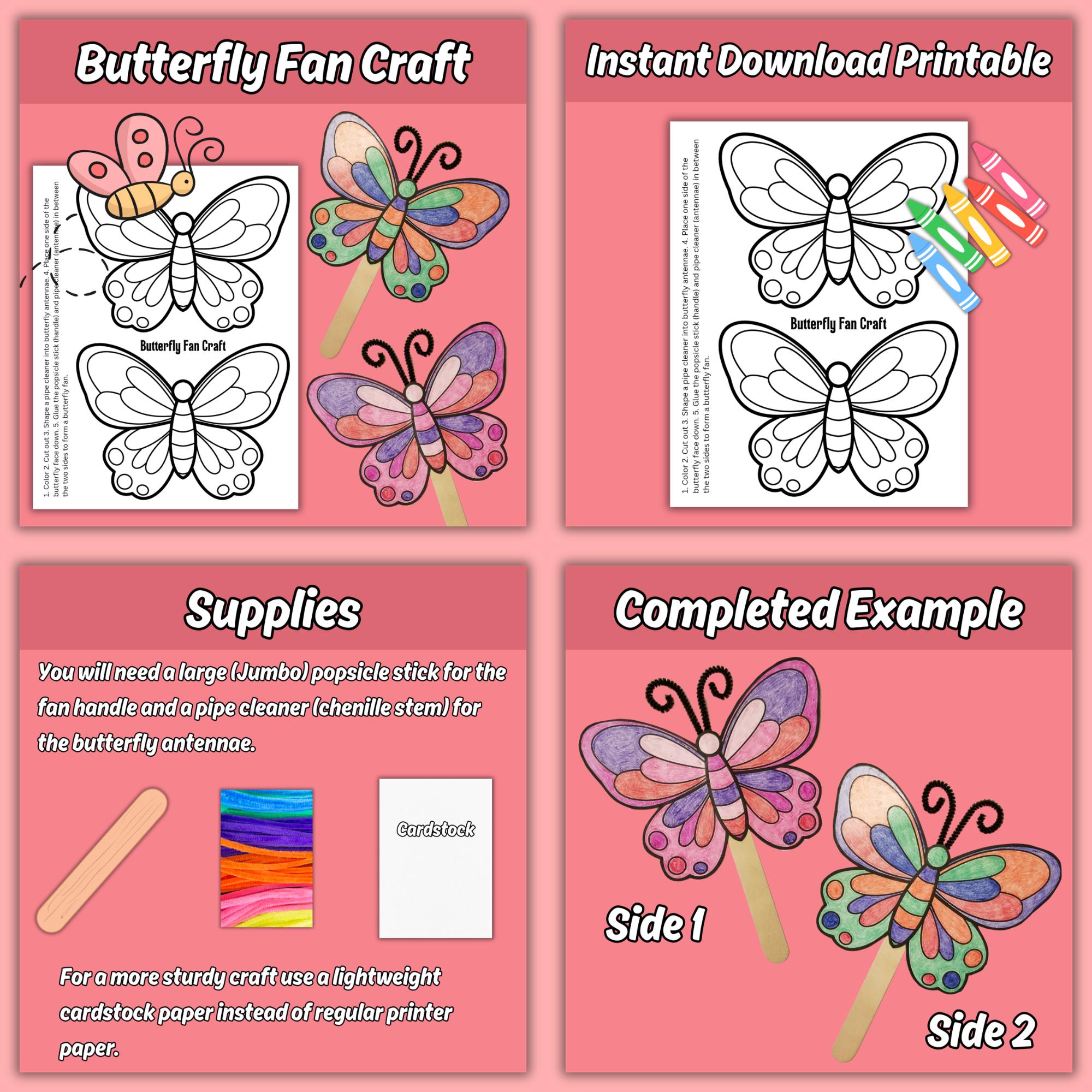 Butterfly Crafts and Activities Printable Bundle for Kids, Coloring ...