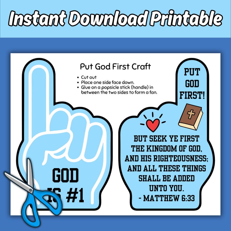 Put God First Ribbon Put God First Craft for Kids Sunday School Bible Lesson, God is Number ...