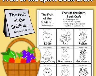 Fruit of the Spirit Mini Book Craft Printable for Kids Christian Sunday School Bible Lesson Activity Galatians 5:22-23 KJV Color Cut Paste