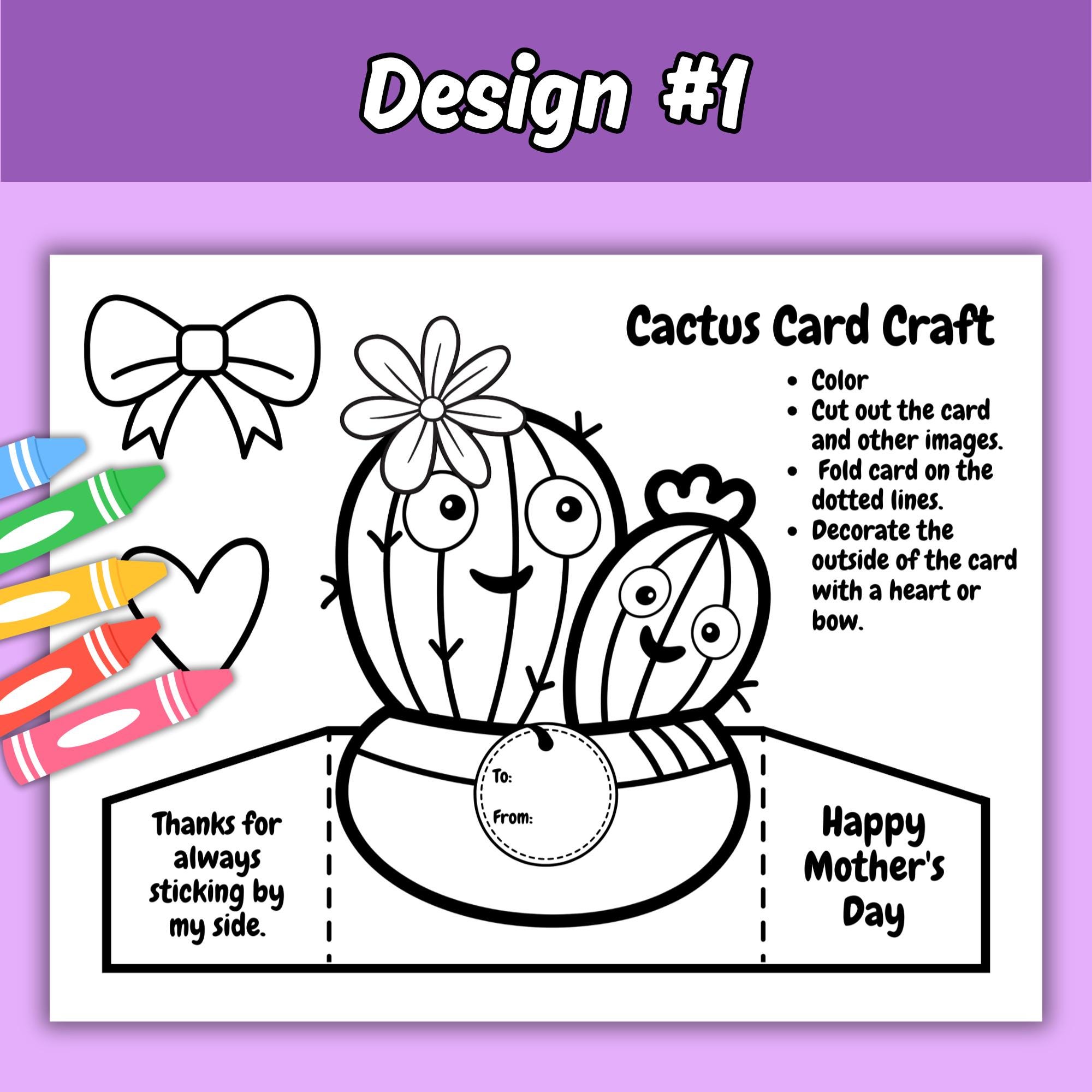 Mother's Day Folding Card Printable Coloring Activity for Kids Mother's ...