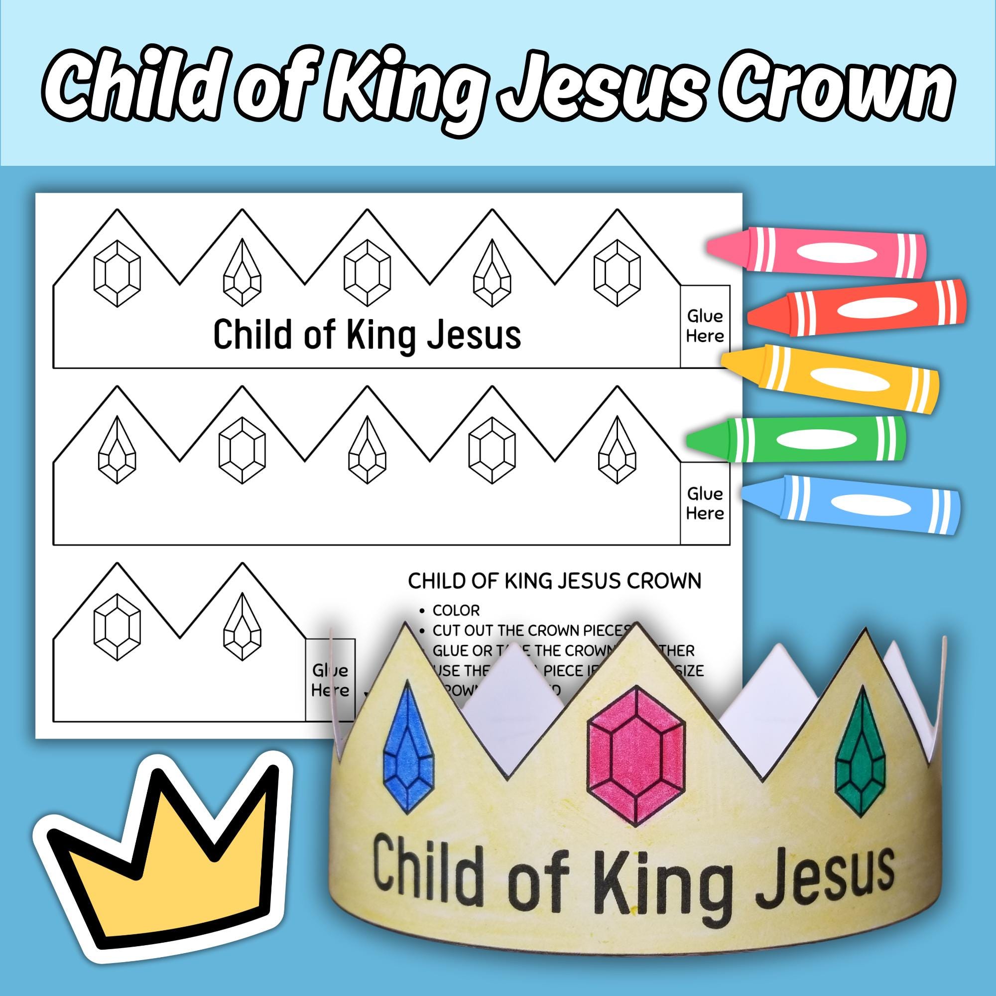 Child of King Jesus Paper Crown Printable Craft for Kids Sunday School ...