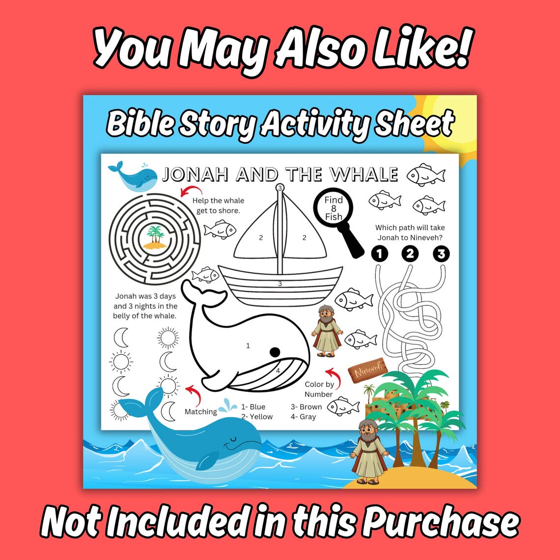 Jonah and the Whale Folding Suprise Bible Craft Printable for Kids ...