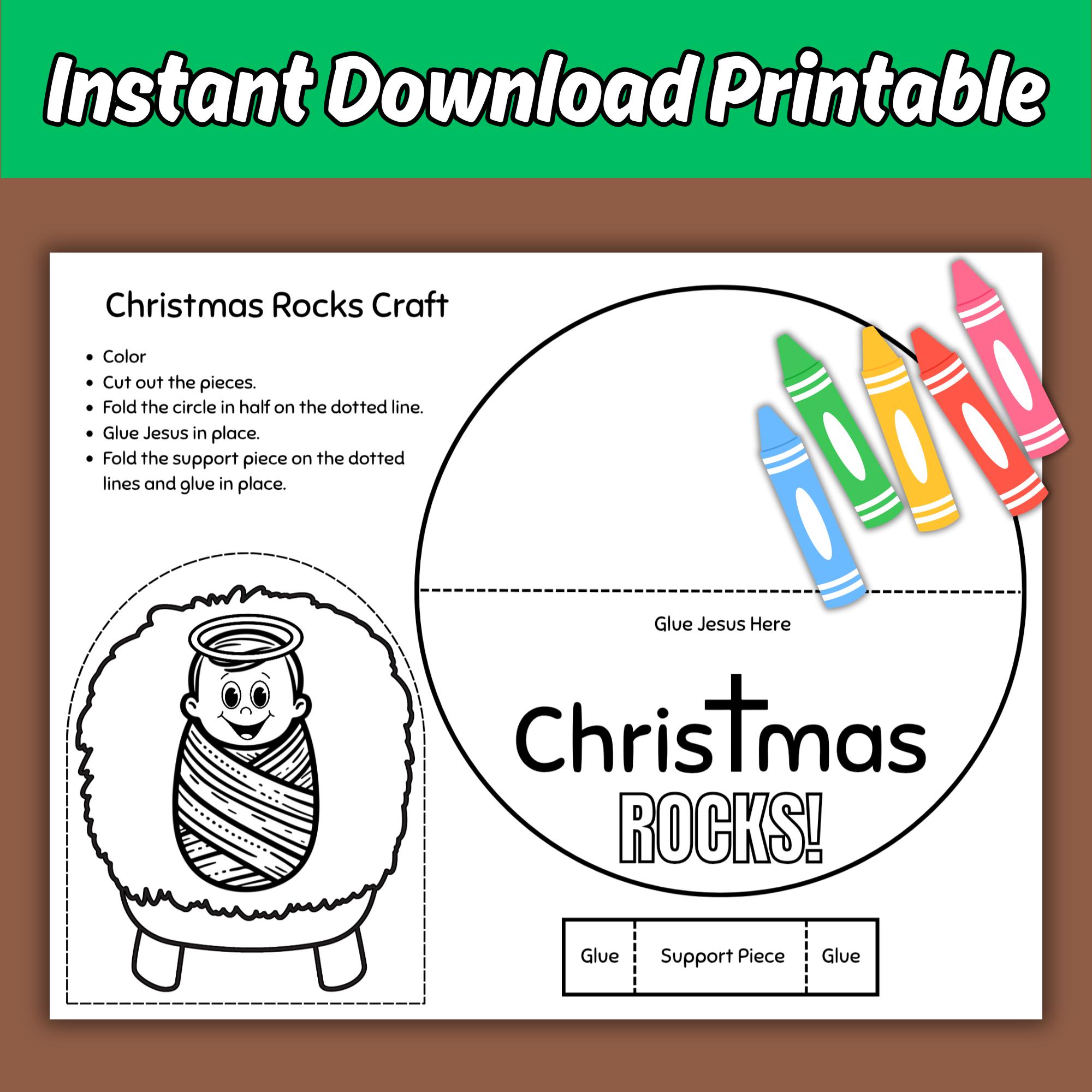 Jesus Rocks Activity Christmas Rocks Printable Bible Craft for Kids Sunday School Christmas ...