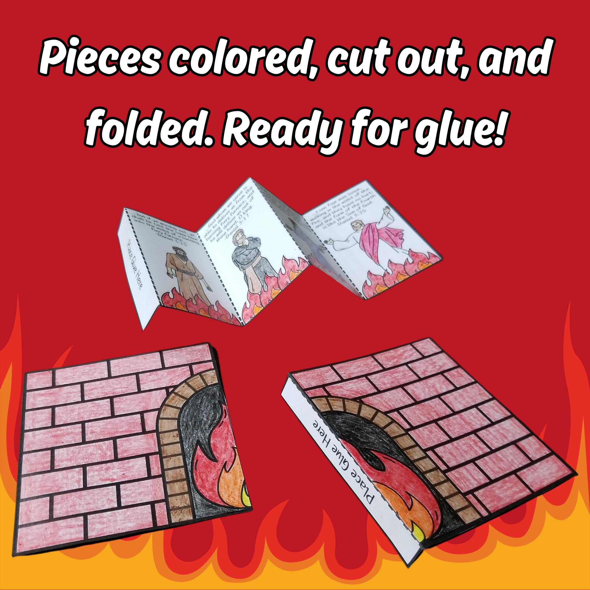 Firey Craft The Fiery Furnace Folding Suprise Bible Craft Printable for Kids Sunday ...