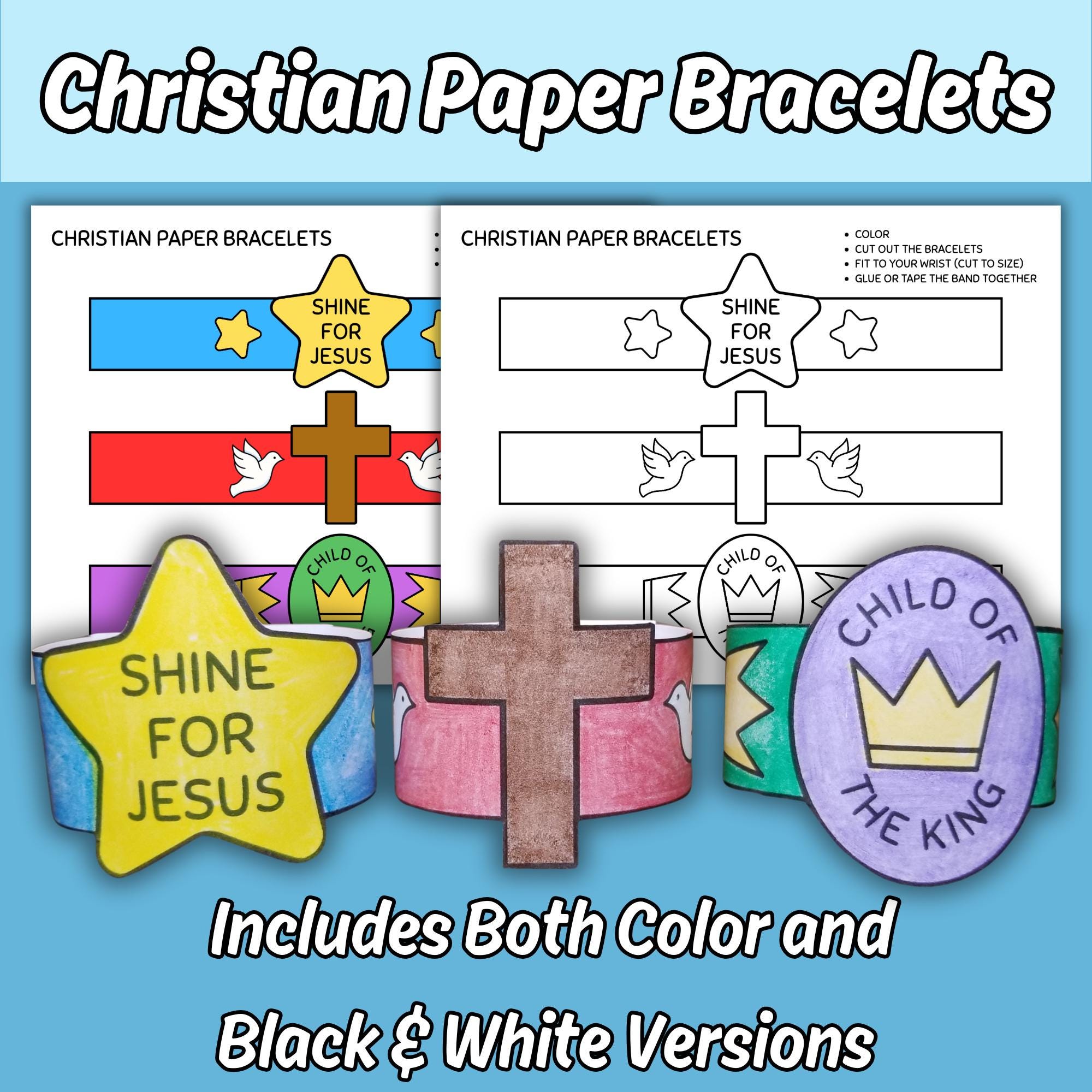 Christian Printable Paper Bracelets Craft for Kids Sunday School Bible ...