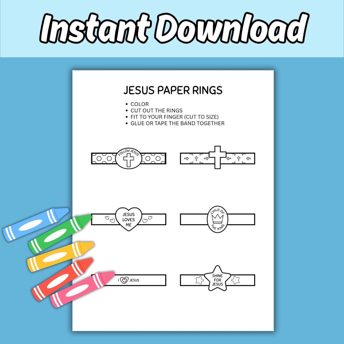 Jesus Printable Paper Rings Craft for Kids Sunday School Bible Lesson ...