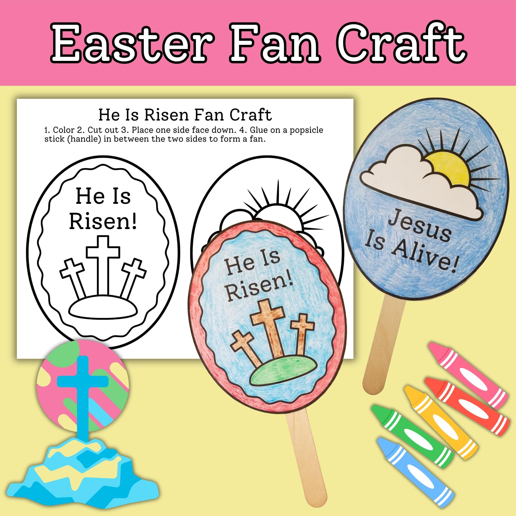 He is Risen Easter Fan Craft for Kids Sunday School Bible Lesson, Theresurrection of Jesus Easter Sunday Printable Craft Activity for Church - Etsy he-is-risen-easter-fan-craft-for-kids-sunday-school-bible-lesson-theresurrection-of-jesus-easter-sunday-printable-craft-activity-for-church-etsy