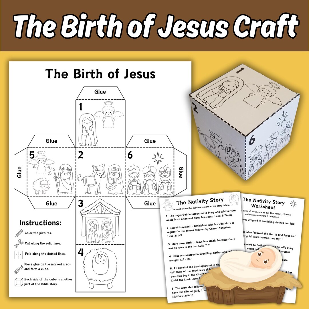 The Birth of Jesus Cube Craft Sunday School Church Lesson for Kids ...