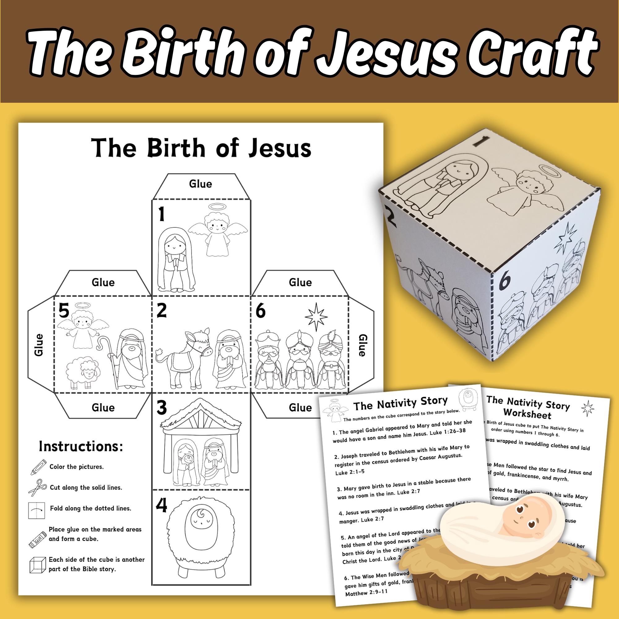 The Birth of Jesus Cube Craft Sunday School Church Lesson for Kids ...