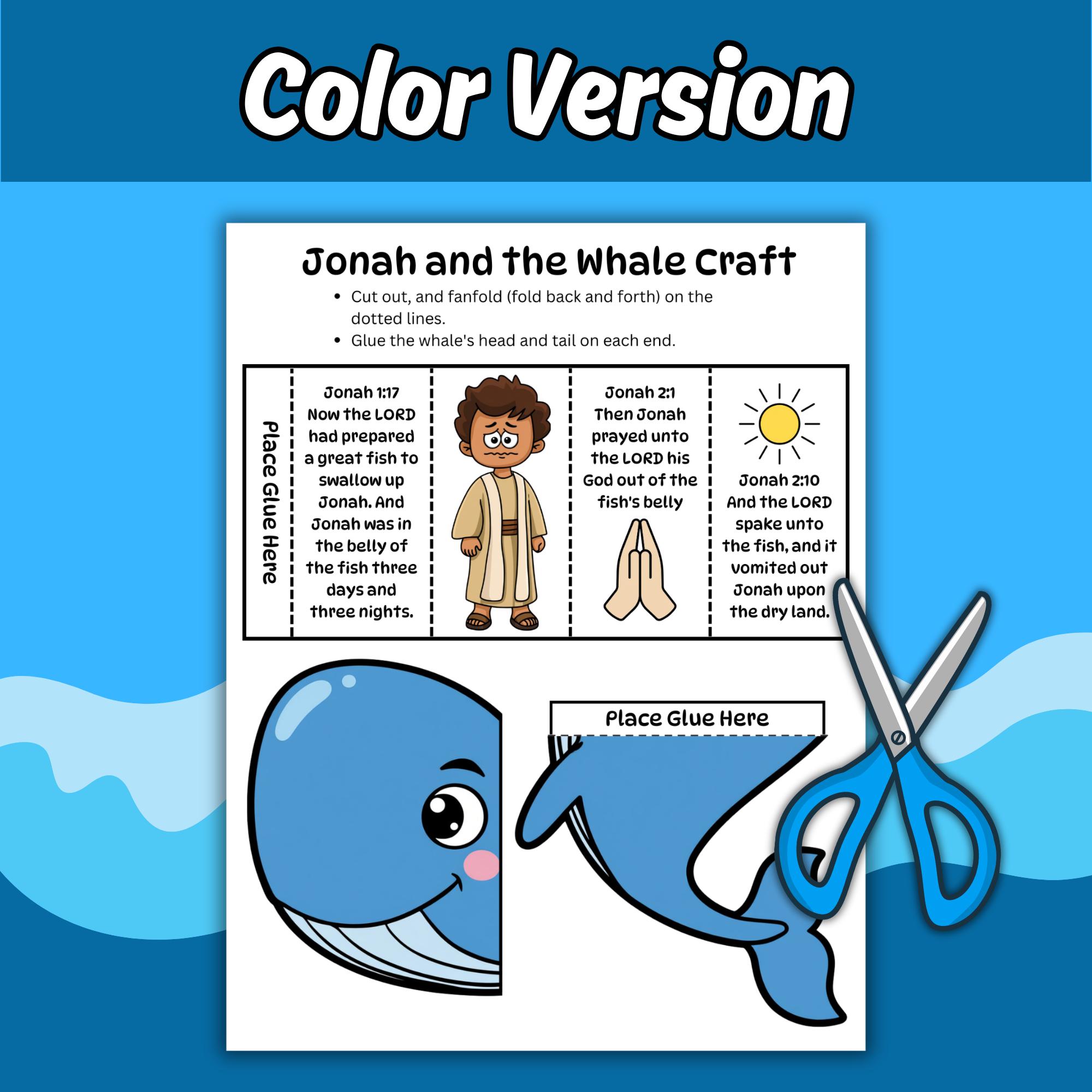 Jonah and the Whale Folding Suprise Bible Craft Printable for Kids ...