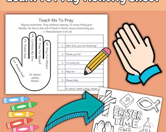 Teach Me To Pray Printable Church Activity for Kids Sunday School Bible Lesson, Learn How To Pray, Write A Prayer, Prayer Time Coloring Page