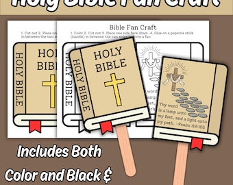 Heiliger Bibelfächer als Bastelvorlage für Kinder im Sonntagsschulunterricht, Wort Gottes zum Ausdrucken, christliche Malvorlage für Kindergottesdienste, Psalm 119,105