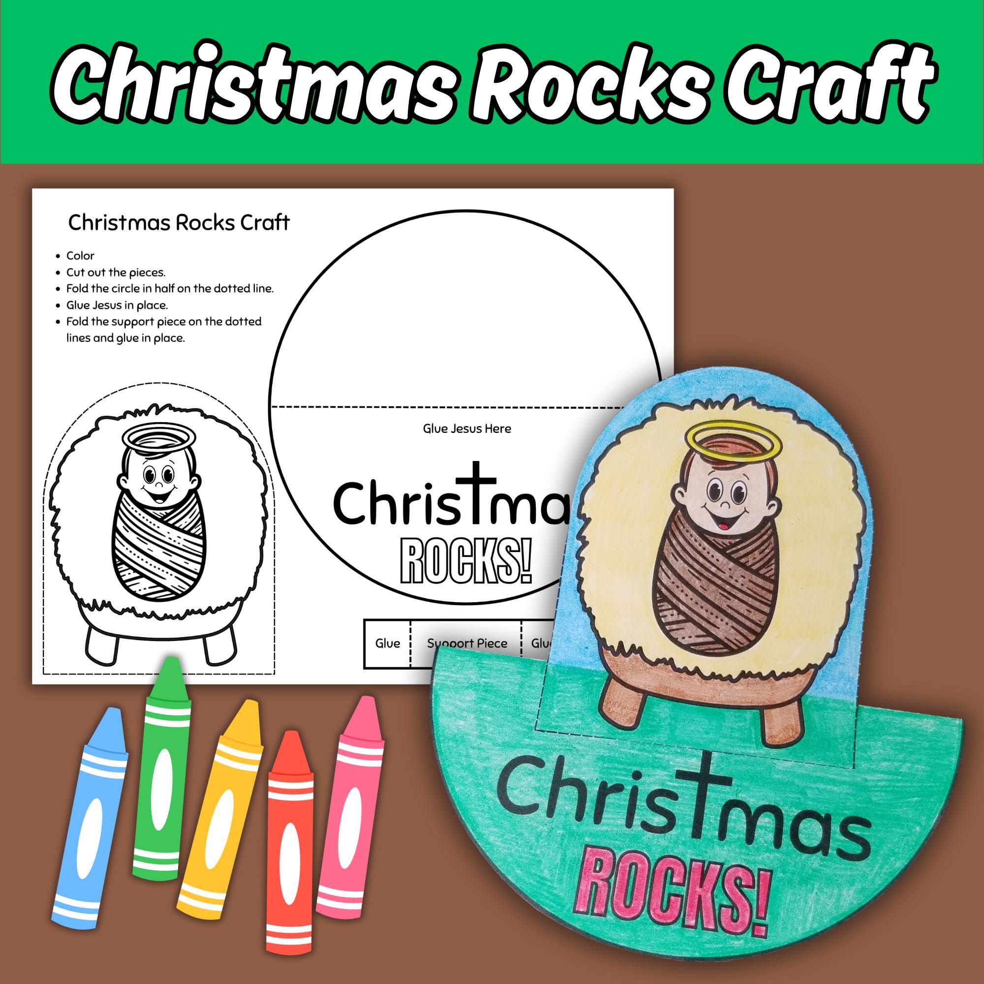 Jesus Rocks Activity Christmas Rocks Printable Bible Craft for Kids Sunday School Christmas ...