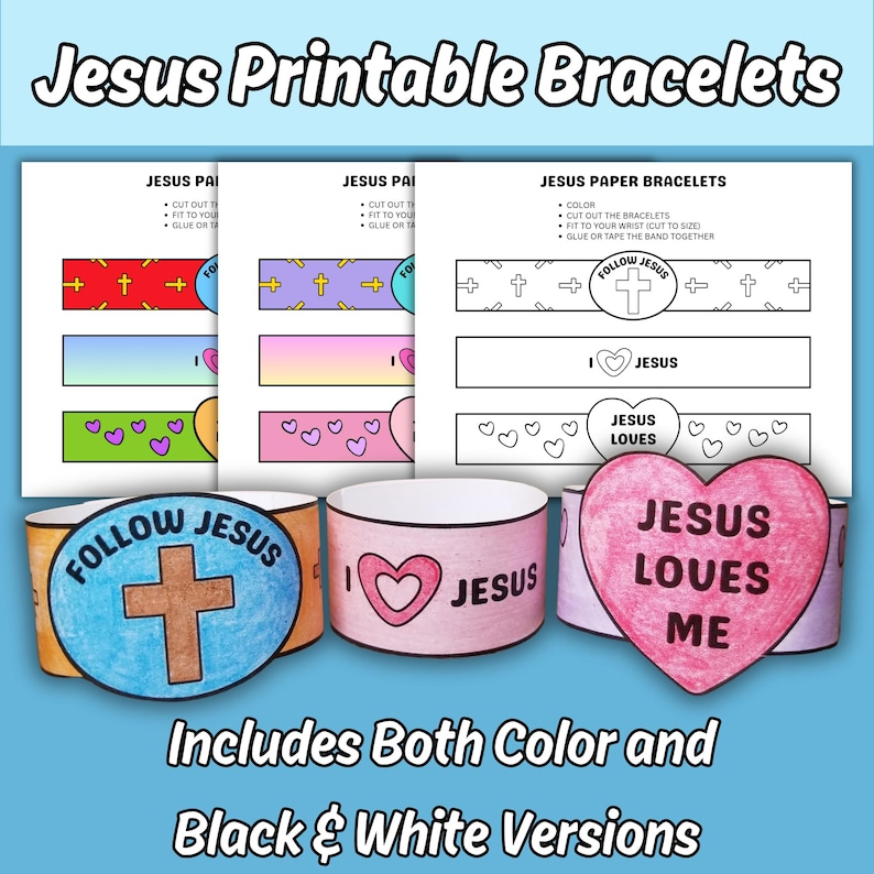 Jesus Printable Paper Bracelets Craft for Kids Sunday School Bible ...
