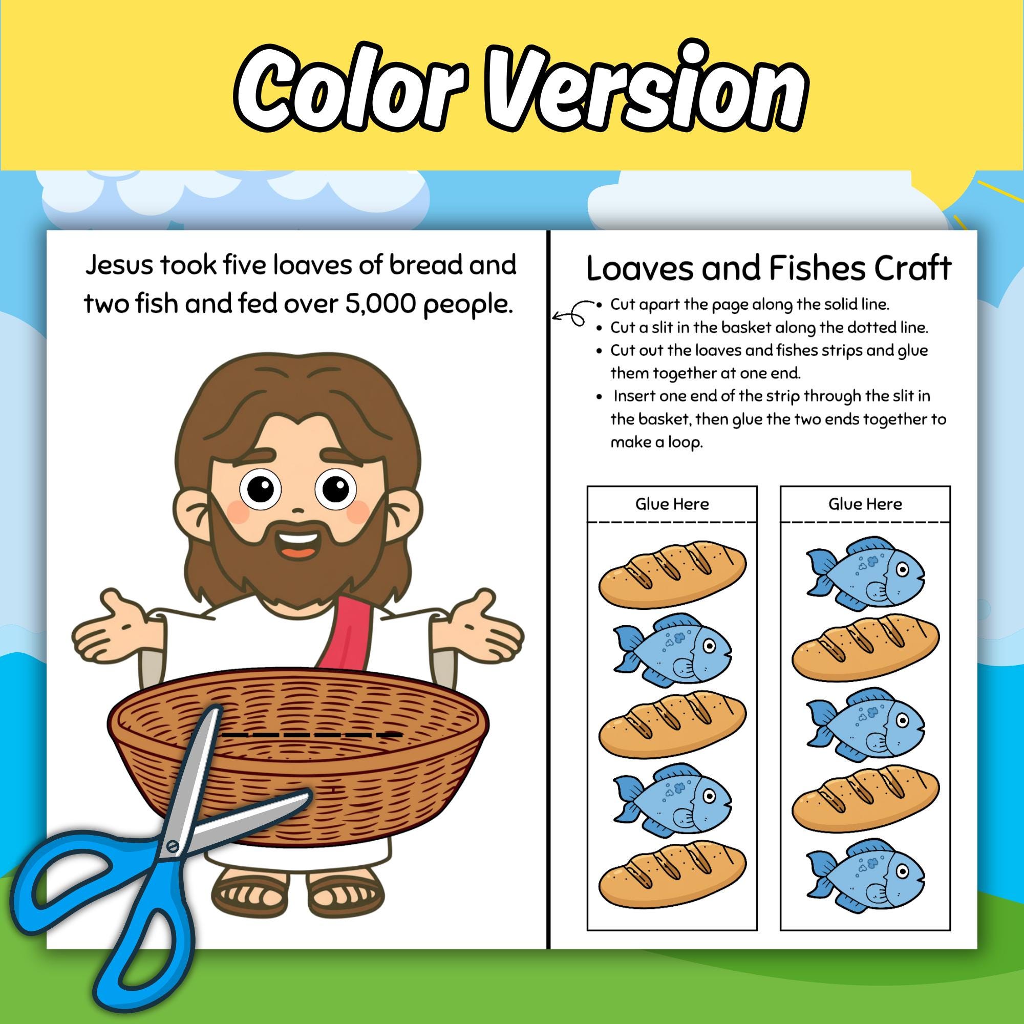 Loaves and Fishes Bible Story Craft for Kids Sunday School Lesson Jesus ...
