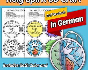 Heiliger Geist 3D Handwerk AUF DEUTSCH für Kinder Sonntagsschule Bibelstunde, Pfingsttag Kinder Christliche Kirche Färbung Aktivität