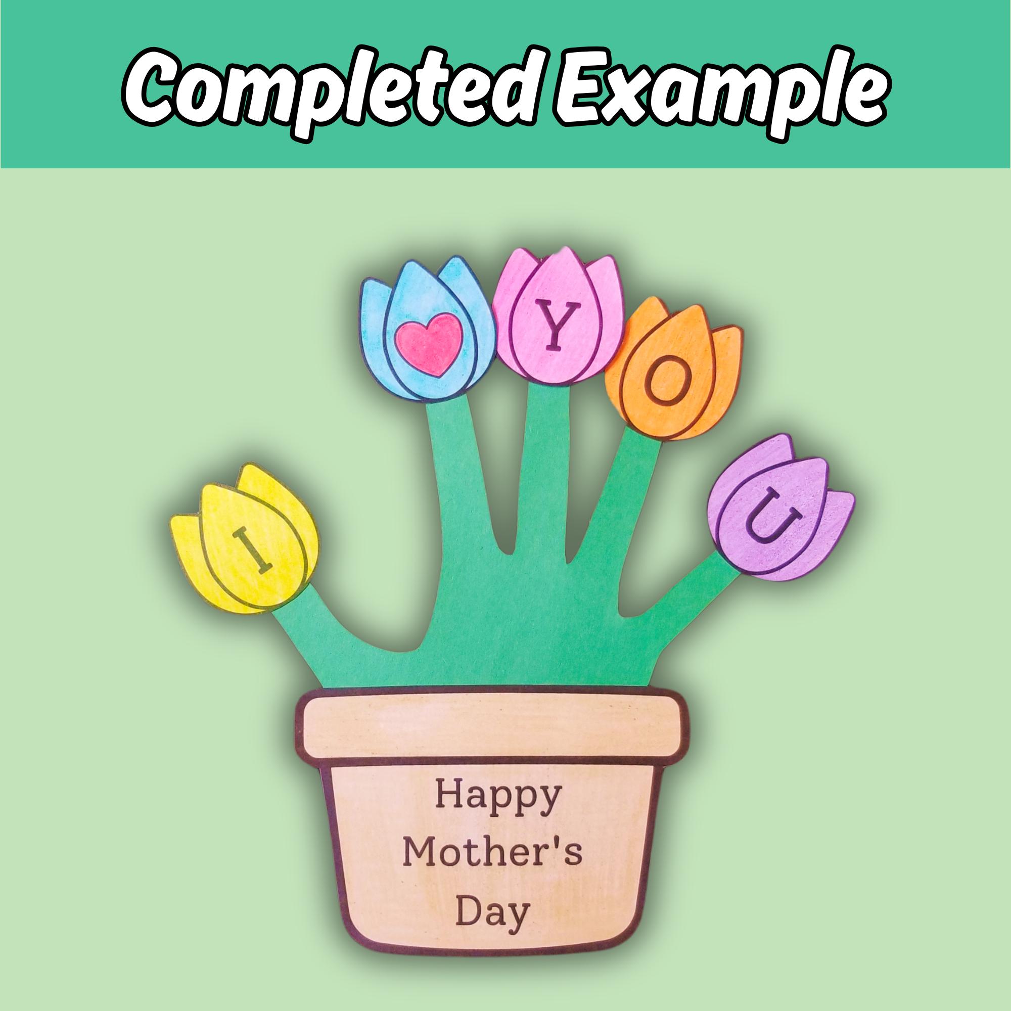 Mother's Day Flower Pot Craft Printable Activity for Kids Mother's