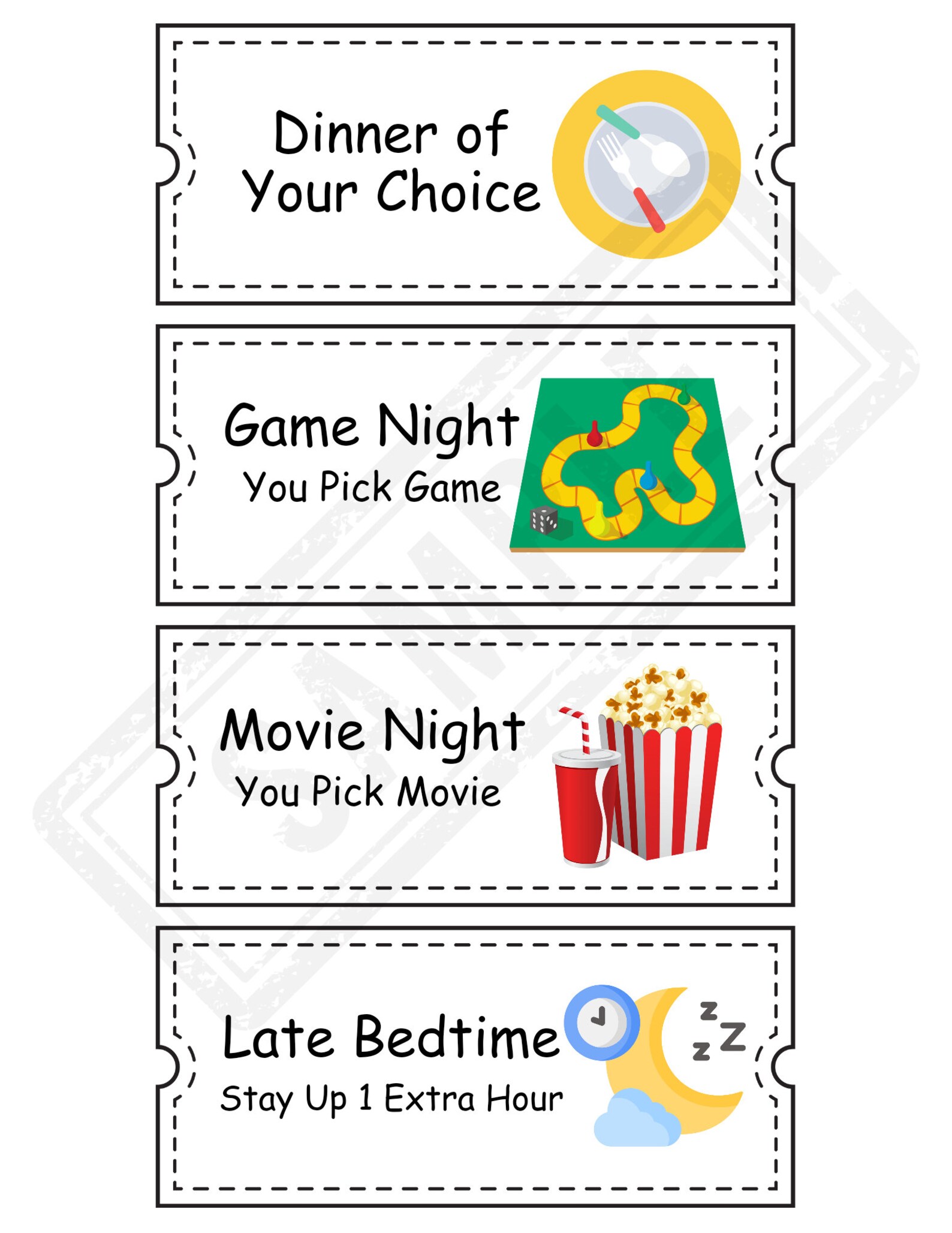 Printable Gift Coupons for Kids, Reward Coupons for Kids, Birthday ...