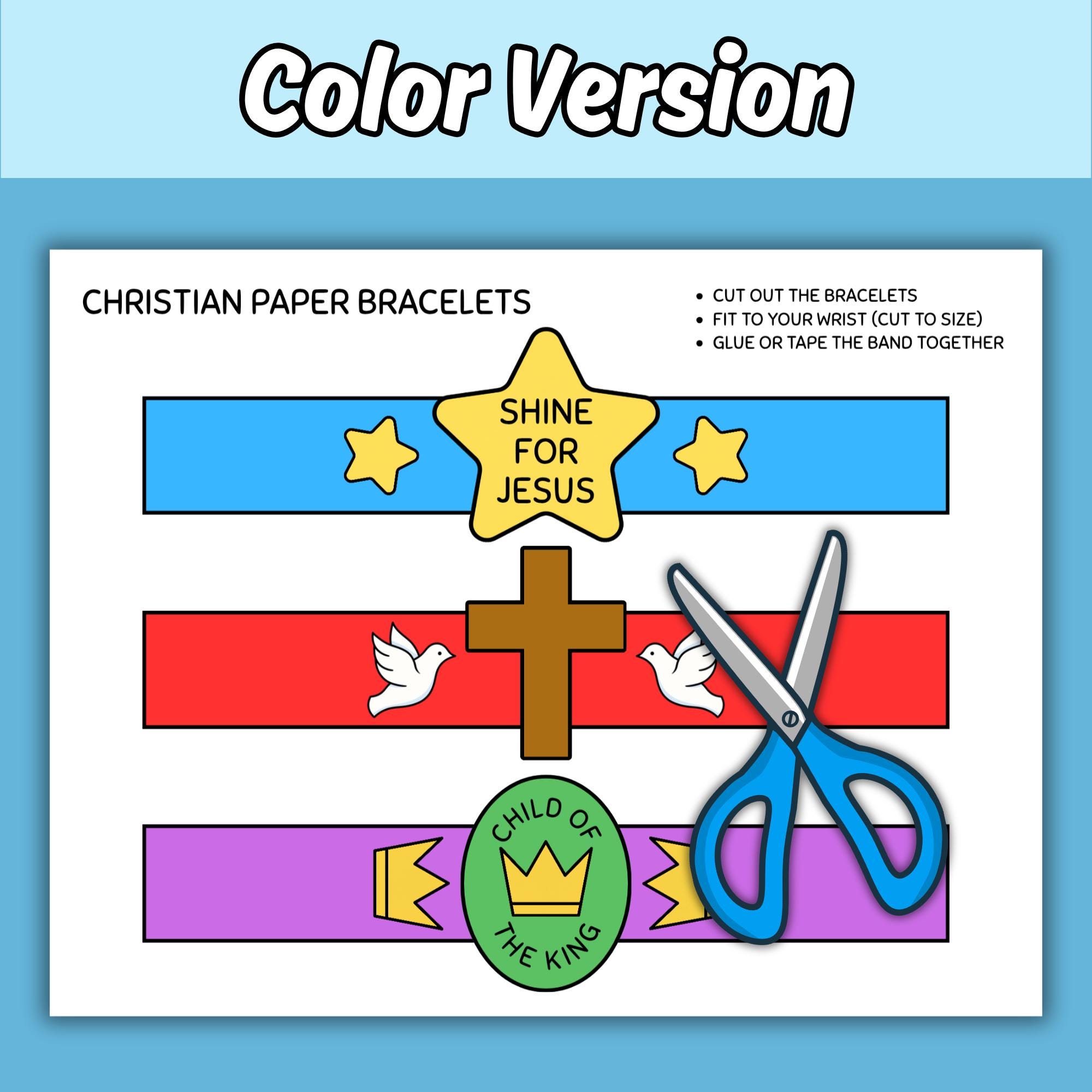 Christian Printable Paper Bracelets Craft for Kids Sunday School Bible ...