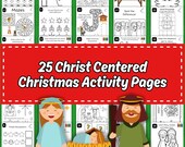 25 Christ Centered Christmas Activity Pages, Christ Centered Countdown to Christmas, Christmas Nativity Advent Calendar Activity Sheets