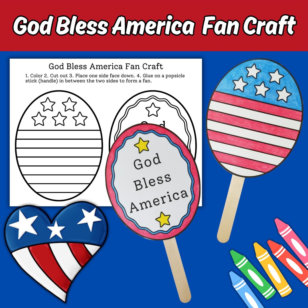 God Bless America Fan Craft for Kids Classroom Activity, Printable ...