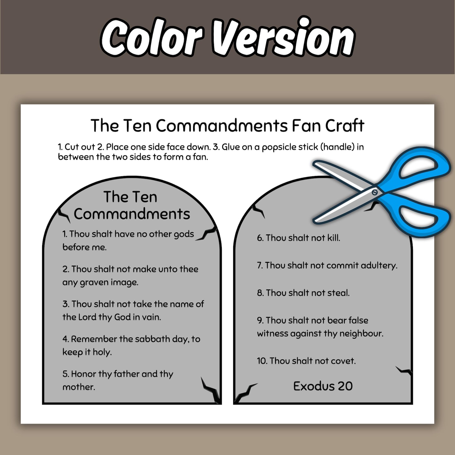 The Ten Commandments Fan Craft for Kids Sunday School Bible Lesson ...
