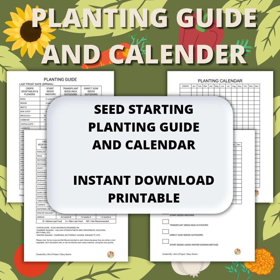 Planting Guide and Planting Calendar Duo, Seed Starting Guide and Planting  Calendar - Etsy