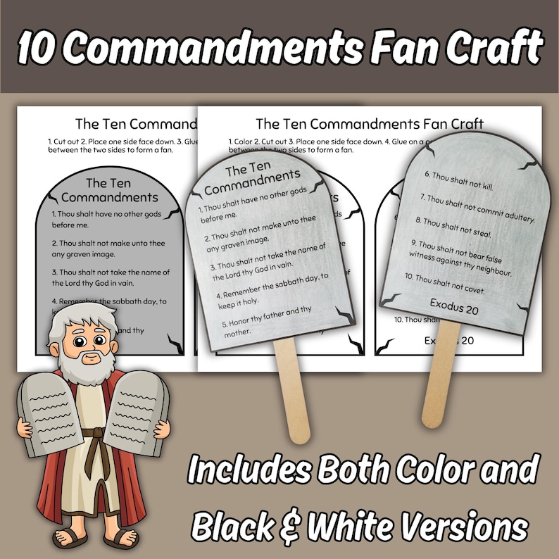The Ten Commandments Fan Craft for Kids Sunday School Bible Lesson ...