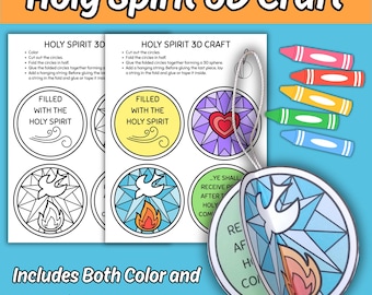 Heiliger Geist 3D Handwerk zum ausdrucken für Kinder Sonntag Schule Bibel Unterricht, Tag der Pfingsten Kinder Kirche Färbung Cut Paste christliche Aktivität